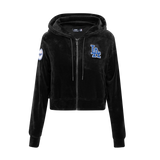 PRO STANDARD - LG - WOMEN'S MLB LOS ANGELES DODGERS CLASSIC VELOUR FULL ZIP PULLOVER HOODIE - BLACK