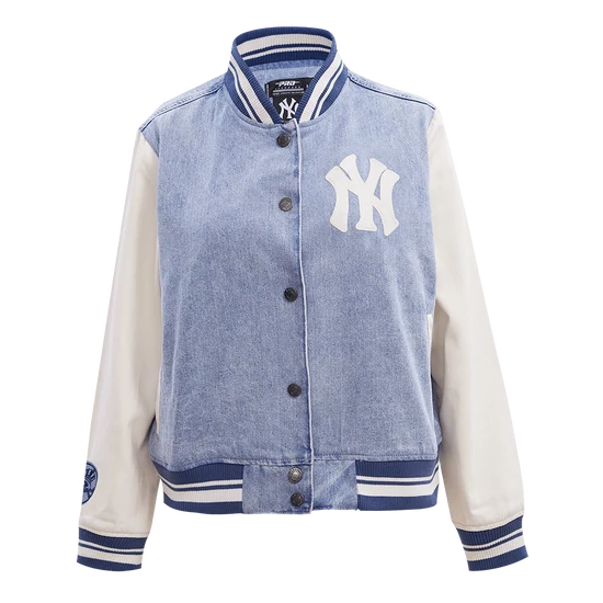 MLB NEW YORK YANKEES VARSITY BLUES WOMEN'S DENIM VARSITY JACKET - M