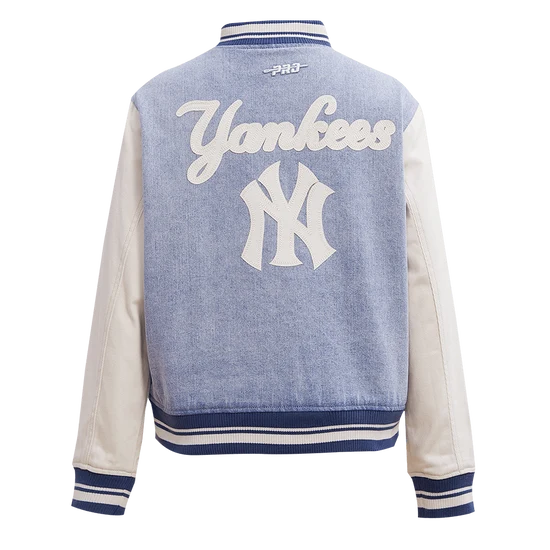 MLB NEW YORK YANKEES VARSITY BLUES WOMEN'S DENIM VARSITY JACKET - M