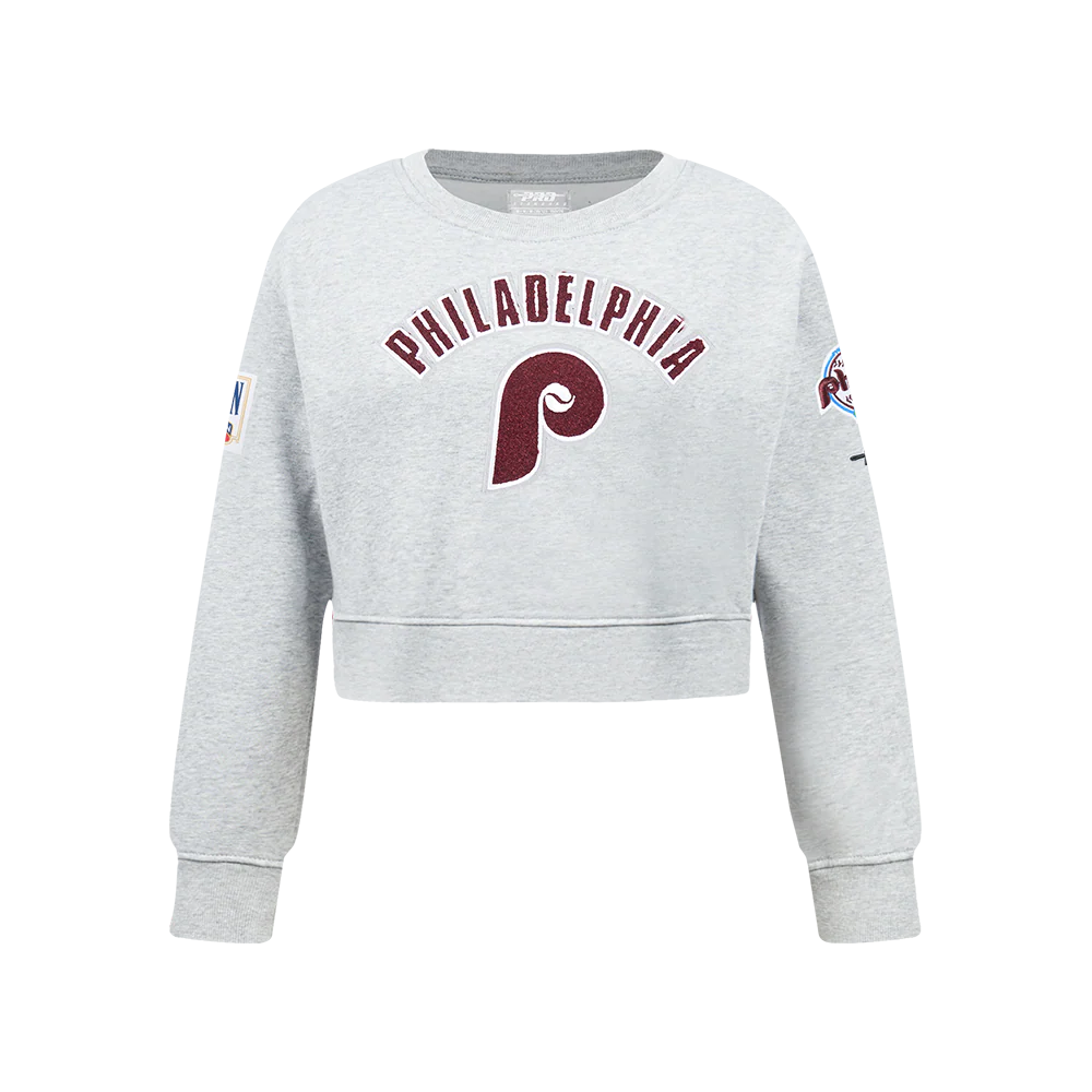 MLB PHILADELPHIA PHILLIES CLASSIC BIG GIRLS FLEECE CREWNECK - SMALL