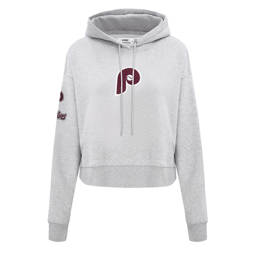 MLB PHILADELPHIA PHILLIES RETRO CLASSIC WOMEN'S CROPPED PULLOVER HOODIE - S