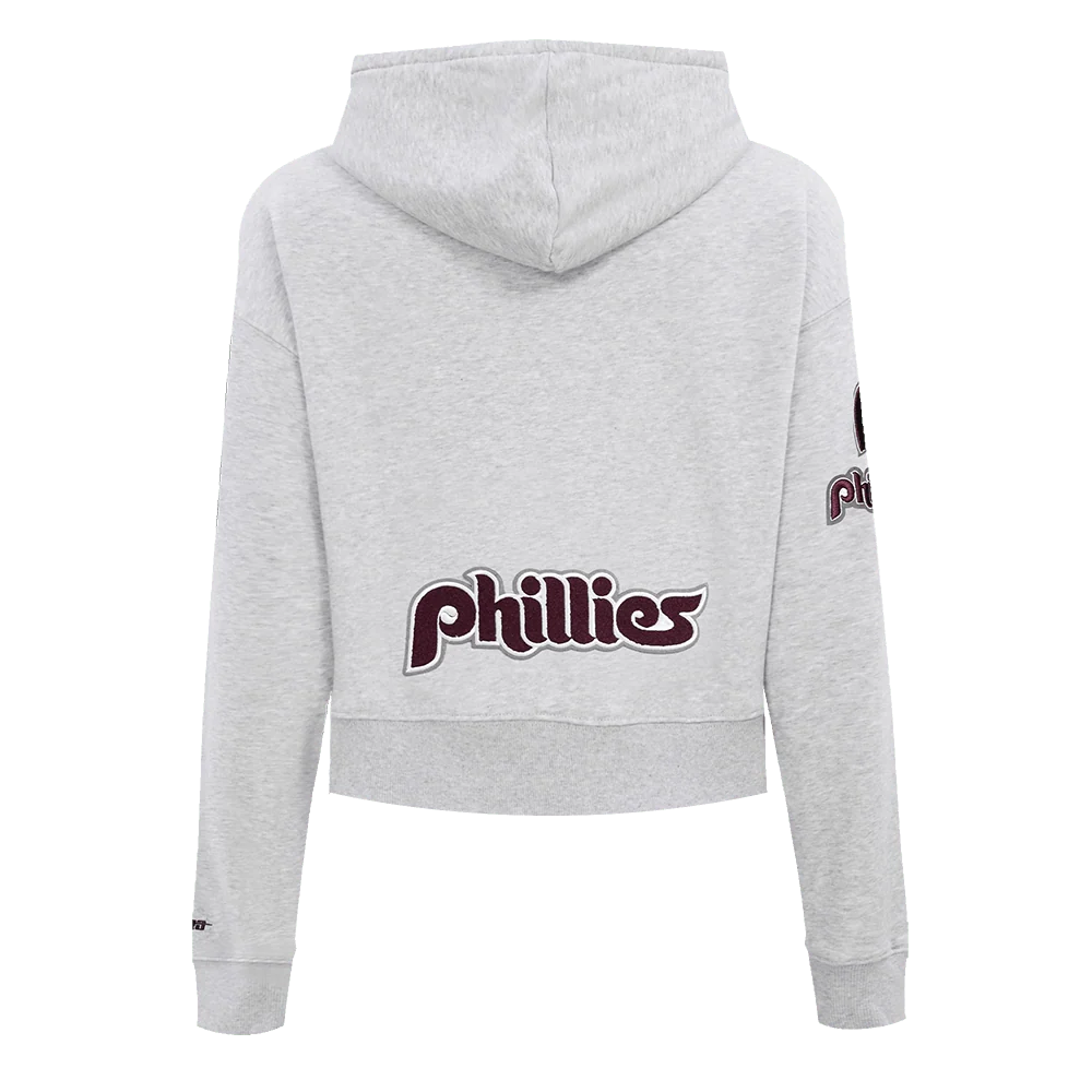 MLB PHILADELPHIA PHILLIES RETRO CLASSIC WOMEN'S CROPPED PULLOVER HOODIE - S