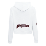 MLB PHILADELPHIA PHILLIES RETRO CLASSIC WOMEN'S CROPPED PULLOVER HOODIE- MED