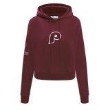 MLB PHILADELPHIA PHILLIES RETRO CLASSIC WOMEN'S CROPPED PULLOVER HOODIE- SMALL
