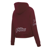 MLB PHILADELPHIA PHILLIES RETRO CLASSIC WOMEN'S CROPPED PULLOVER HOODIE-MED