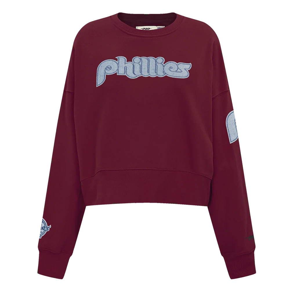 MLB PHILADELPHIA PHILLIES VARSITY BLUES WOMEN'S CREWNECK - L