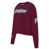 MLB PHILADELPHIA PHILLIES VARSITY BLUES WOMEN'S CREWNECK- SMALL