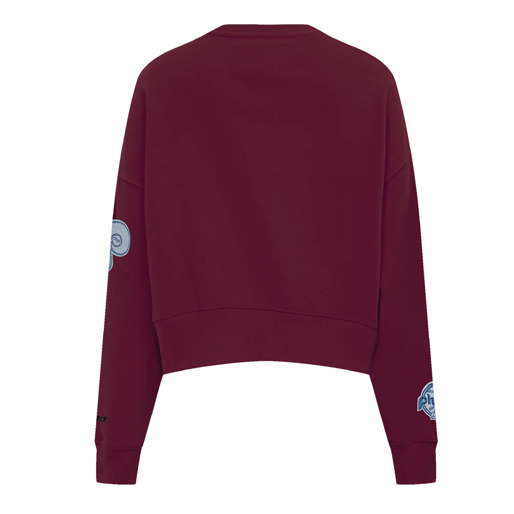 MLB PHILADELPHIA PHILLIES VARSITY BLUES WOMEN'S CREWNECK- SMALL