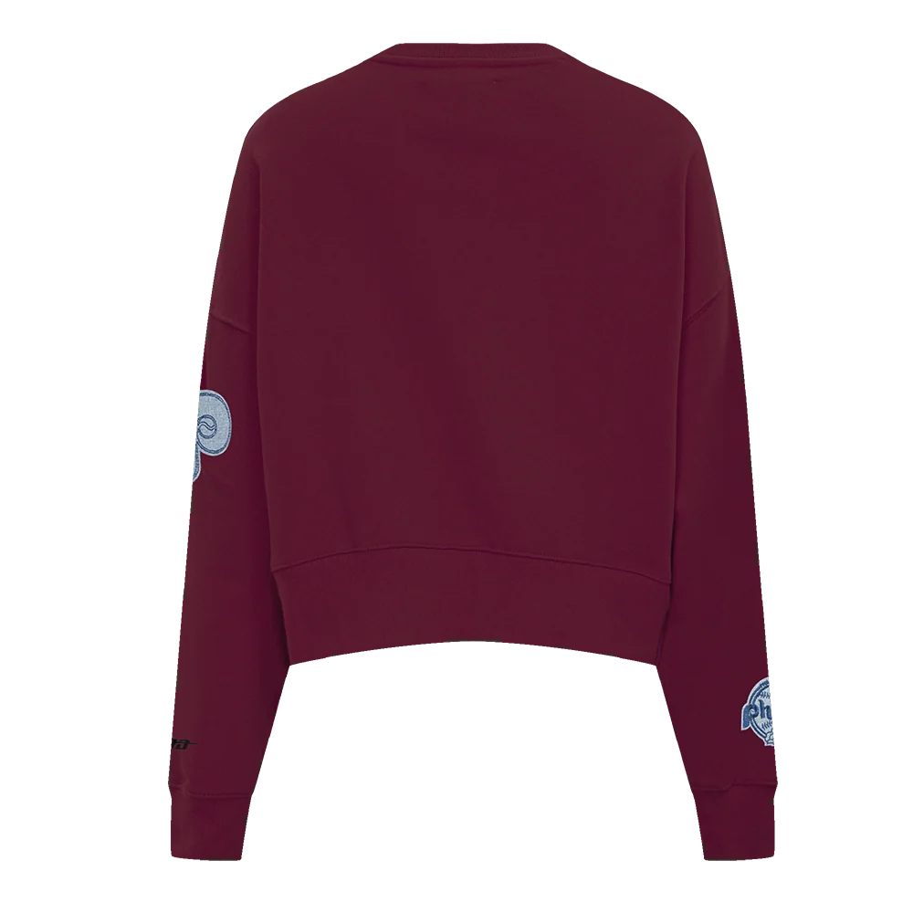 MLB PHILADELPHIA PHILLIES VARSITY BLUES WOMEN'S CREWNECK - L