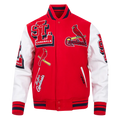 MLB ST. LOUIS CARDINALS MASHUP MEN'S RIB WOOL VARSITY JACKET SIZE: XL