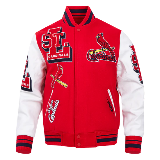 MLB ST. LOUIS CARDINALS MASHUP MEN'S RIB WOOL VARSITY JACKET SIZE: XL