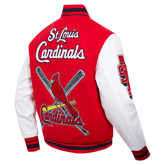 MLB ST. LOUIS CARDINALS MASHUP MEN'S RIB WOOL VARSITY JACKET SIZE: XL