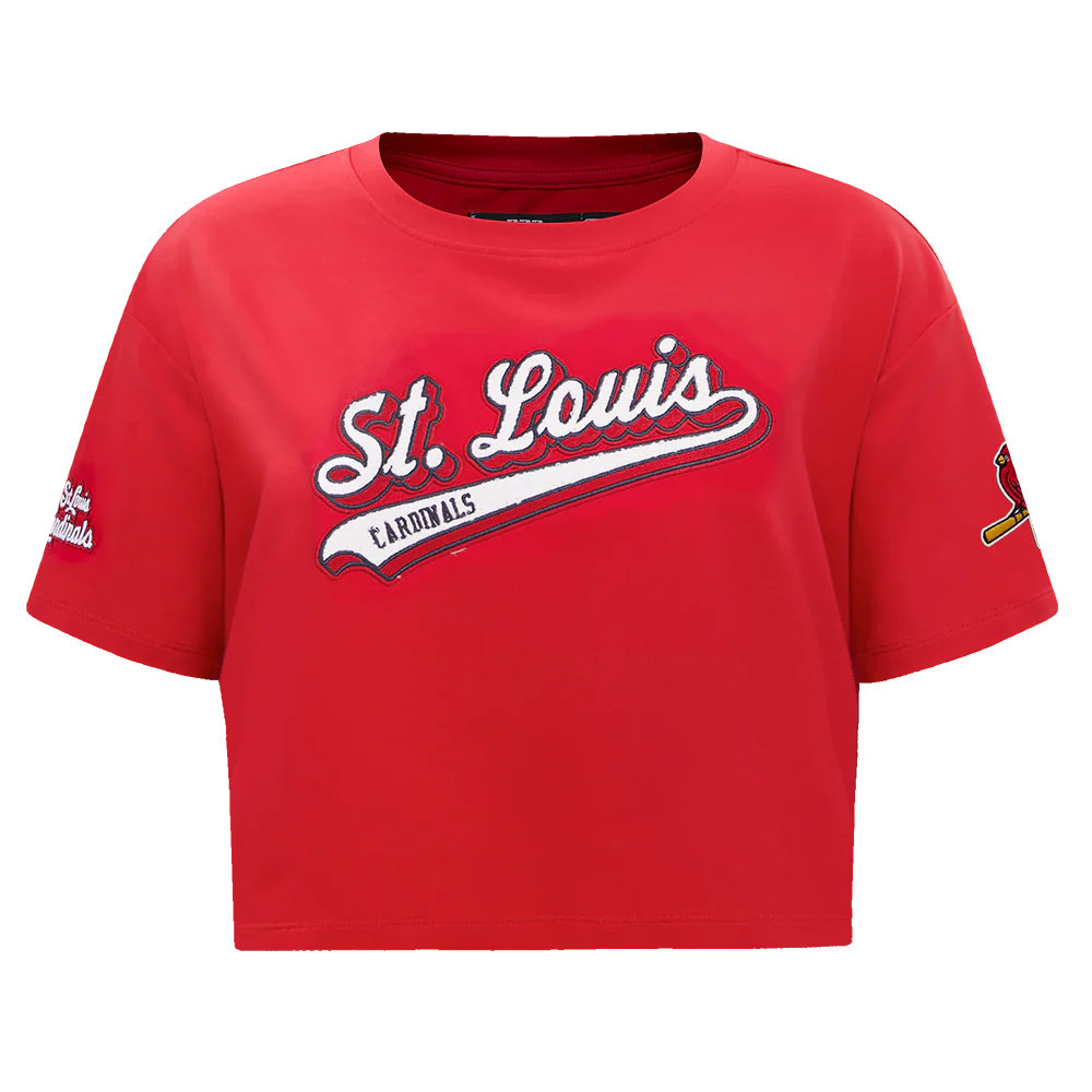 MLB ST. LOUIS CARDINALS SCRIPT TAIL WOMEN'S SINGLE JERSEY BOXY TOP-MED