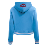MLB St. Louis Cardinals Script Tail Women's Rib Fleece Cropped Pullover Hoodie - University Blue - Size 2XL
