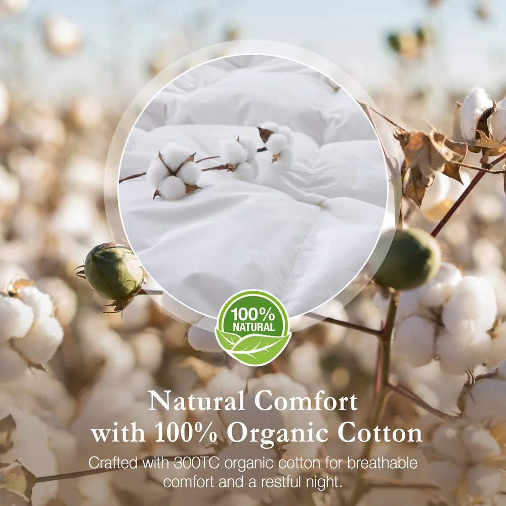 Puredown Lightweight 100% Organic Cotton Feather Down Comforter Summer Duvet Insert (Full - Queen)