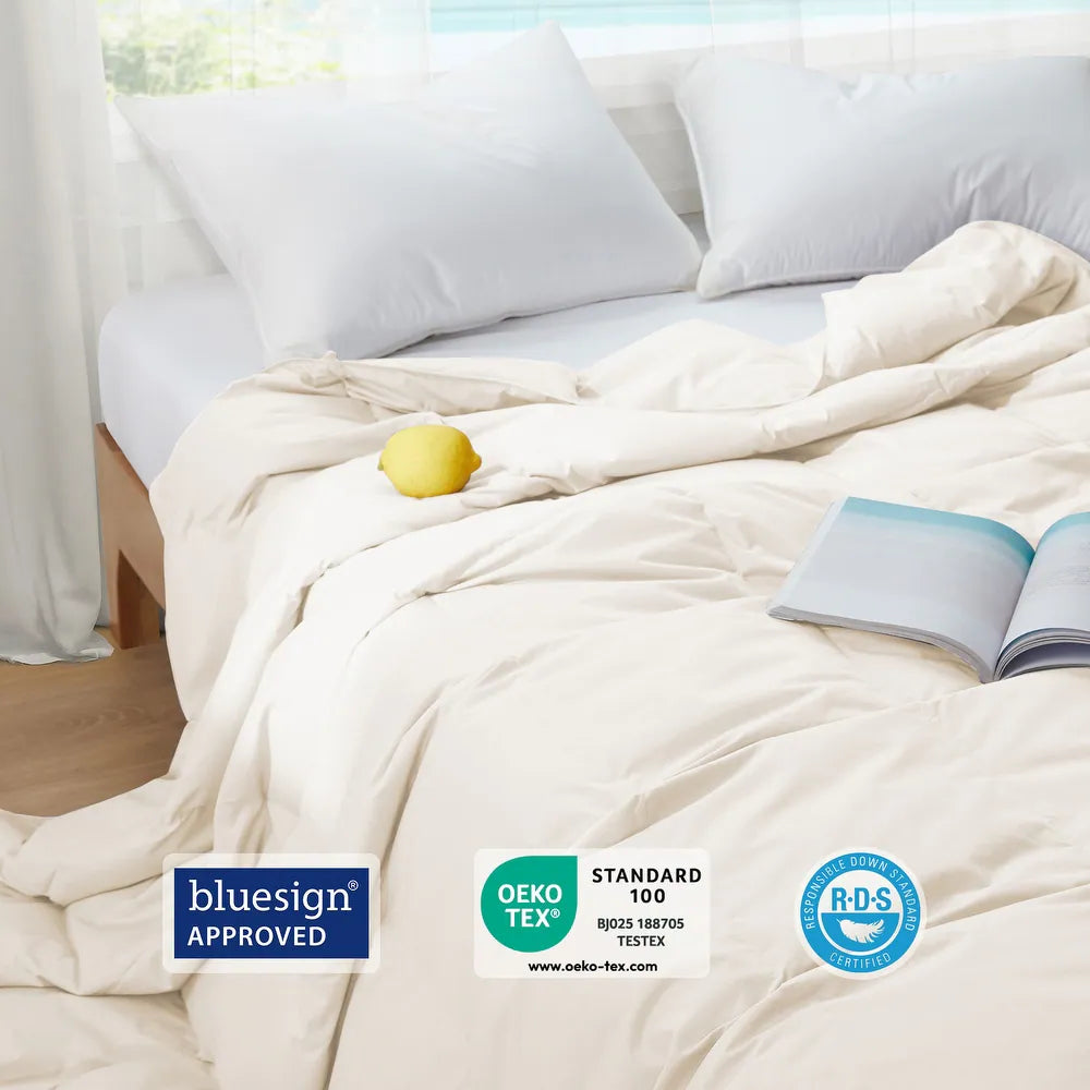 Puredown Lightweight 100% Organic Cotton Feather Down Comforter Summer Duvet Insert (Full - Queen)