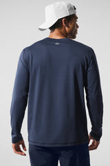 Alo-Conquer Reform Crewneck Long Sleeve- Navy- Size: S