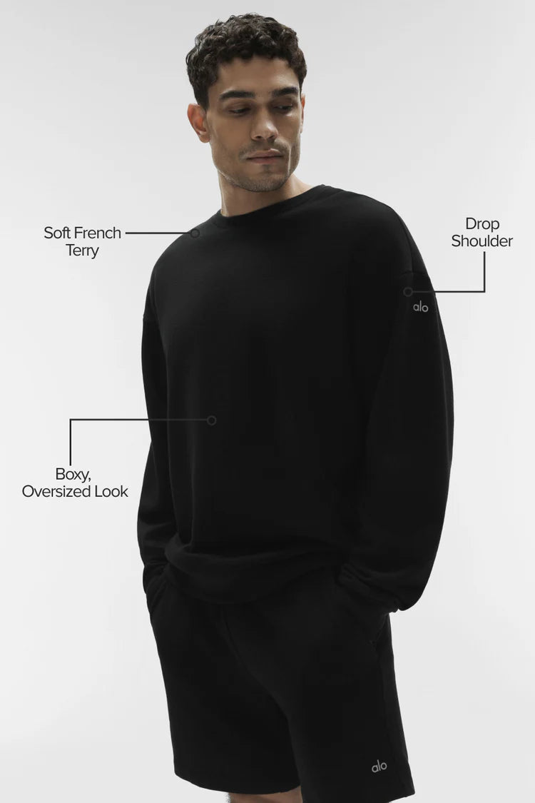Alo Yoga Men's Chill Crew Pullover Sweatshirt - Black - Small