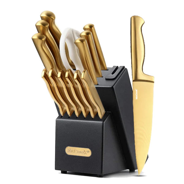 McCook® Knife Sets, MC21GB Golden Titanium Stainless Steel - 15 Pc Set
