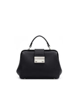 Brandon Blackwell Elizabeth Doctor Bag, Black Leather with Silver Clasp