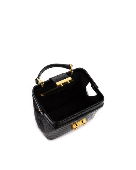 Brandon Blackwell Elizabeth Doctor Bag, Black Leather with Golden Clasp (New Open Box)