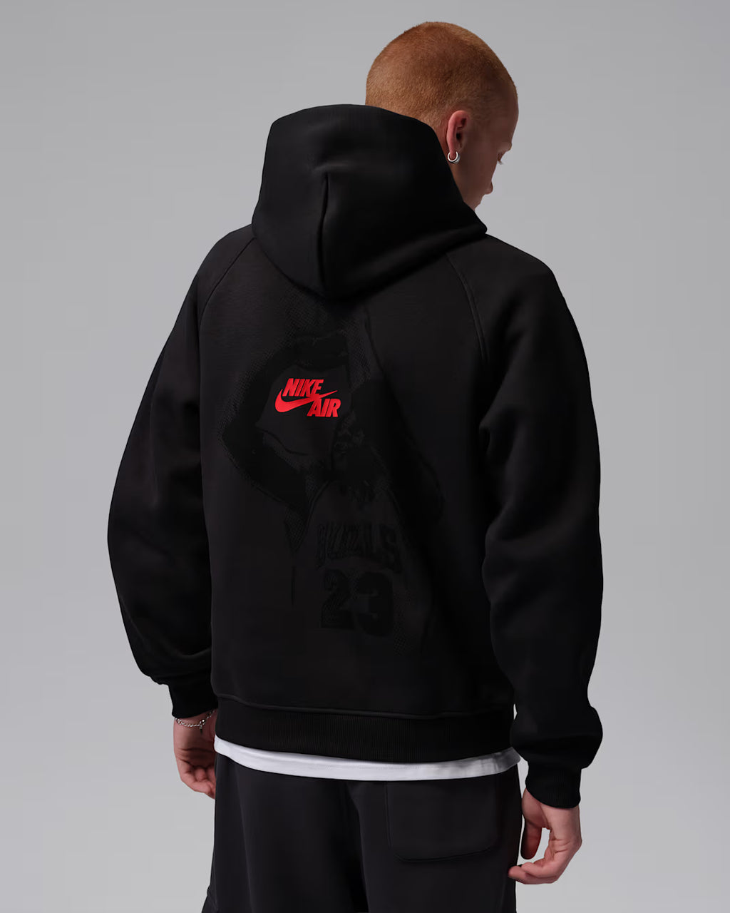 NIKE Men's Jordan Brooklyn Pullover Hoodie - Black/University Red - 2XL - New/Sealed