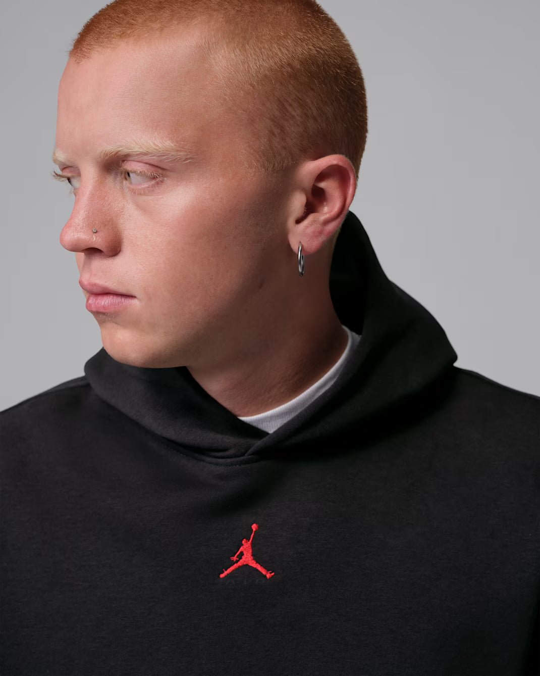 NIKE Men's Jordan Brooklyn Pullover Hoodie - Black/University Red - 2XL - New/Sealed