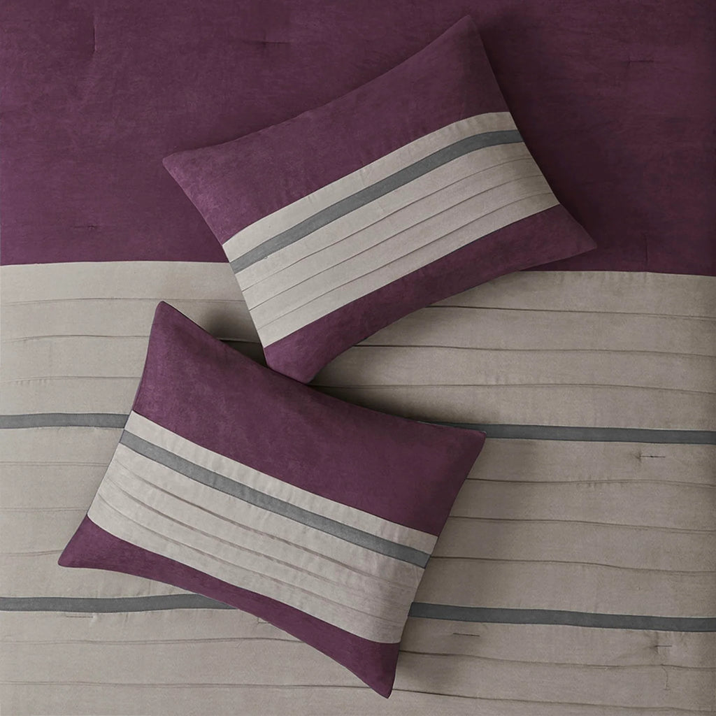 *Madison Park - Palmer 7-Piece Faux Suede Comforter Set, Purple, Queen