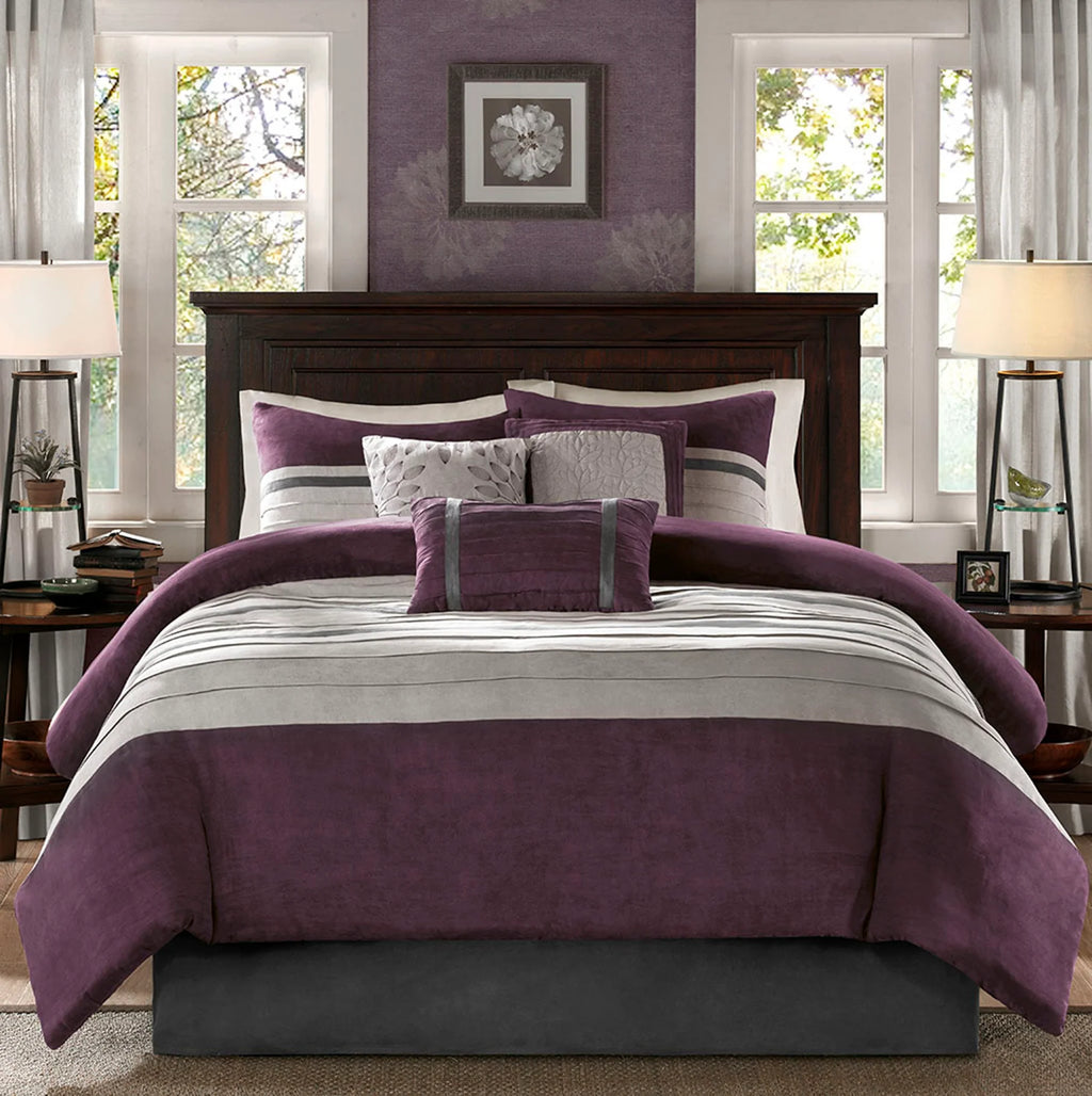 *Madison Park - Palmer 7-Piece Faux Suede Comforter Set, Purple, Queen
