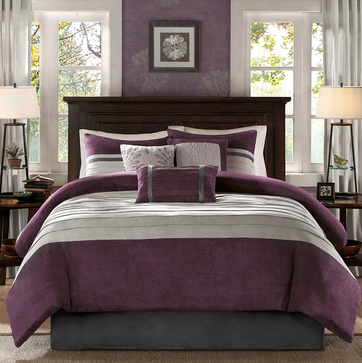 *Madison Park - Palmer 7-Piece Faux Suede Comforter Set, Purple, Queen