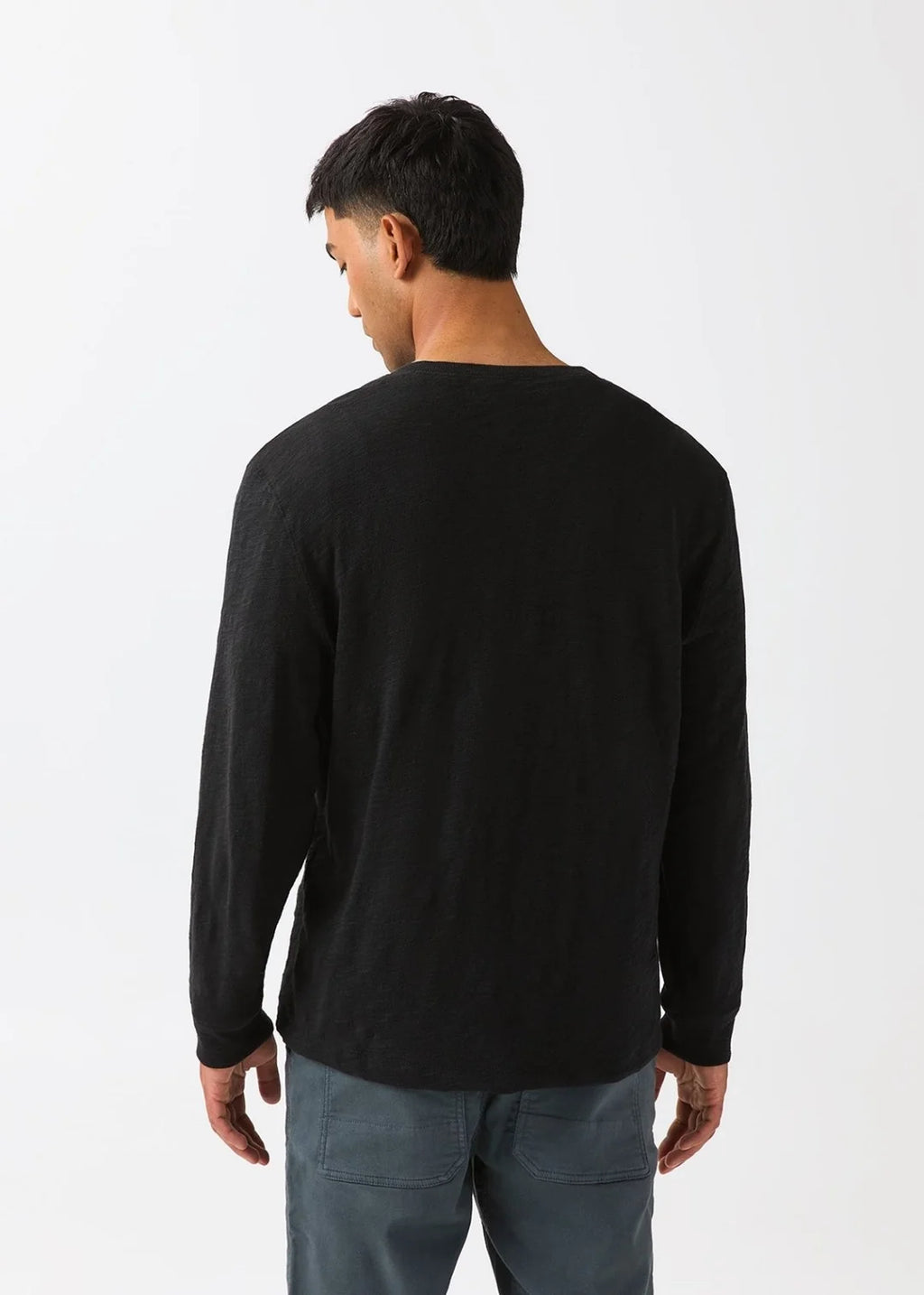 DU/ER Midweight Slub Jersey Long Sleeve Henley - Black Men's M