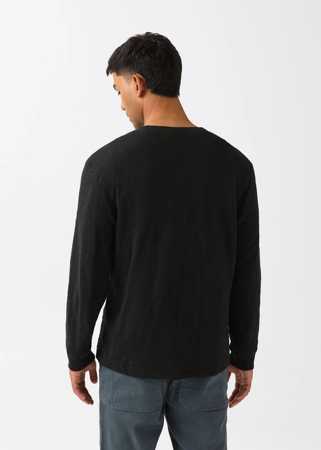 DU/ER Midweight Slub Jersey Long Sleeve Henley - Black Men's M