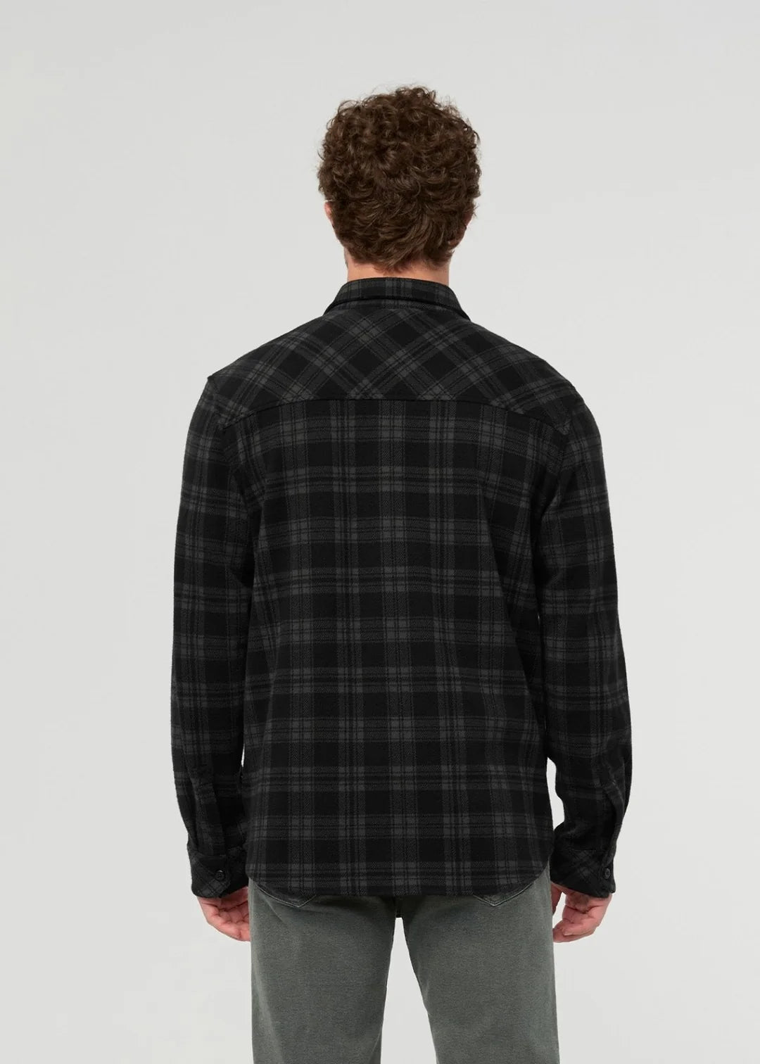 DU/ER Performance Flannel Overshirt - Black Plaid Men's XXL