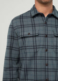 DU/ER Performance Flannel Overshirt - Marine Plaid- Men's Small
