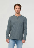 DU/ER Midweight Slub Jersey Long Sleeve Henley - Slate Blue- Men's L