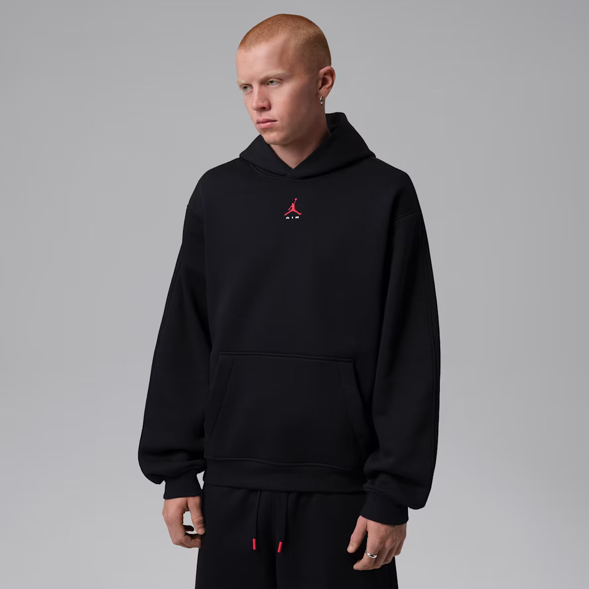 NIKE Men's Jordan Brooklyn Pullover Hoodie - Black/University Red - 2XL - New/Sealed