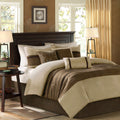 MADISON PARK - Palmer Faux Suede Comforter Set - 7 pcs in Natural - Cal-King