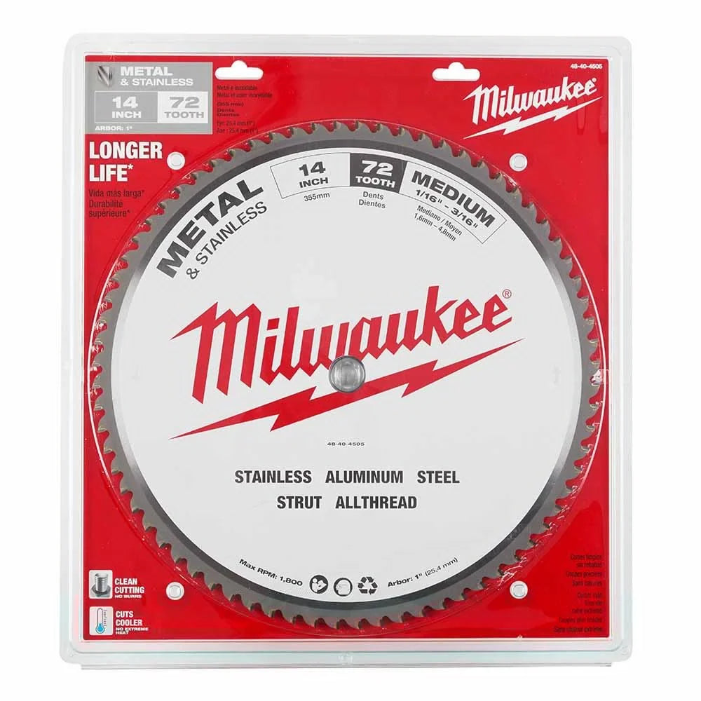MILWAUKEE - 14 in. 72-Tooth Carbide-Tipped Dry Cut Saw Blade - 48-40-4505