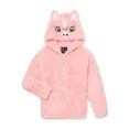 Miss Chievous Girls Faux Fur Critter Zip Up Hoodie, Size: 10/12 Large