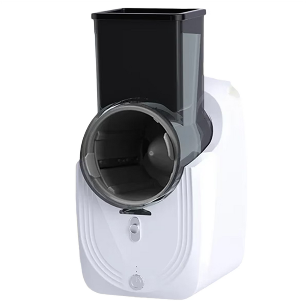Multi-Function Vegetable Cutter Household Kitchen Electric Vegetable Cutter Vegetable Slicer Shredder Automatic 50w,1 x Vegetable Cutter 1 x Charging line 3 x blade , White
