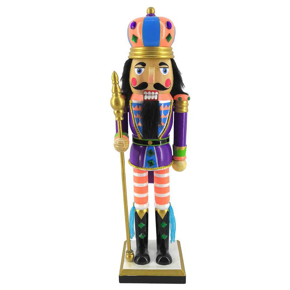 NUTCRACKER BALLETS FUNKY KING NUTCRACKER 14" TALL WITH PURPLE JACKET AND CROWN(New Open Box)