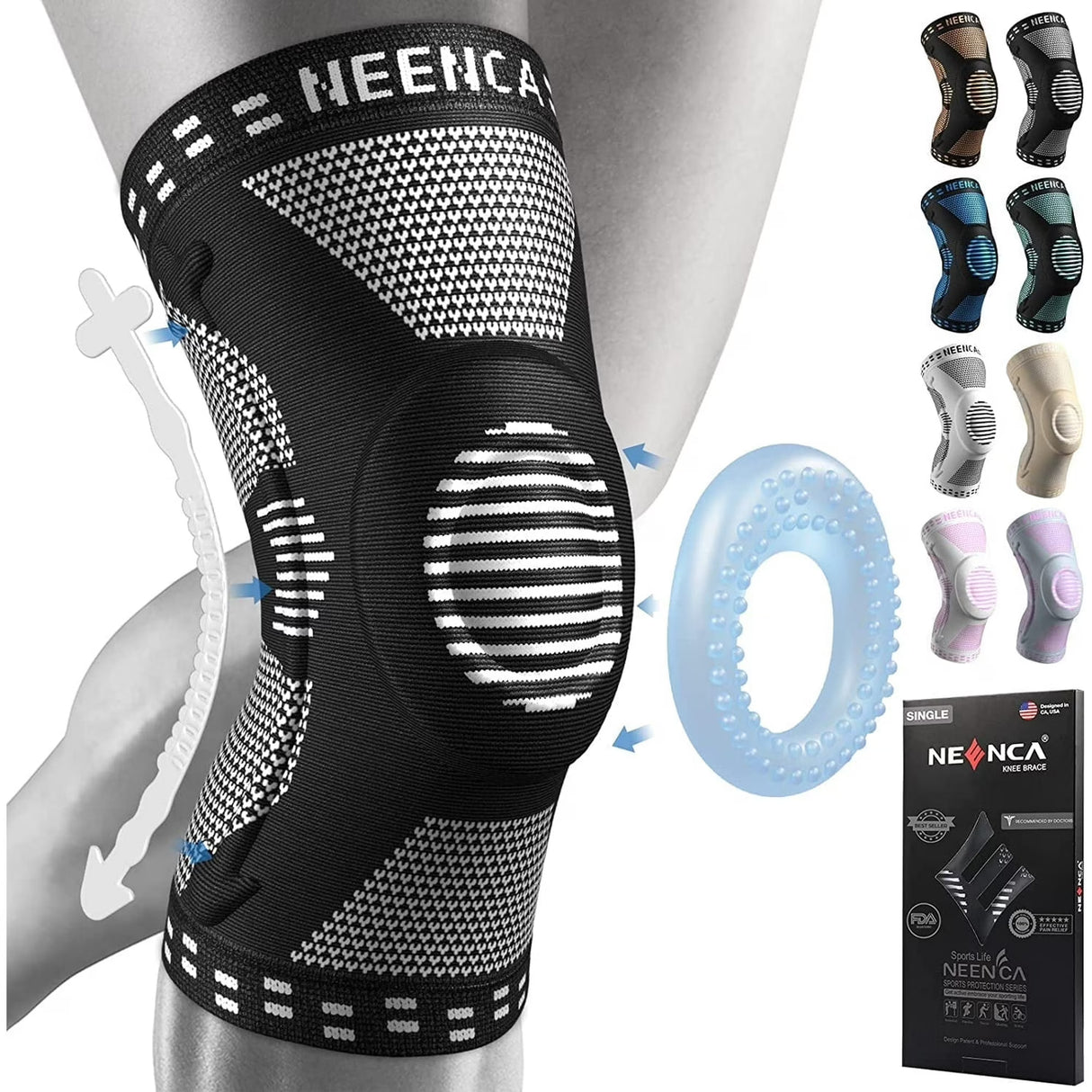 NEENCA Professional Knee Brace for Pain Relief, Medical Knee Support with Patella Pad & Side Stabilizers, Compression Knee Sleeve for Meniscus Tear, ACL, Joint Pain, Runner, Workout-3XL