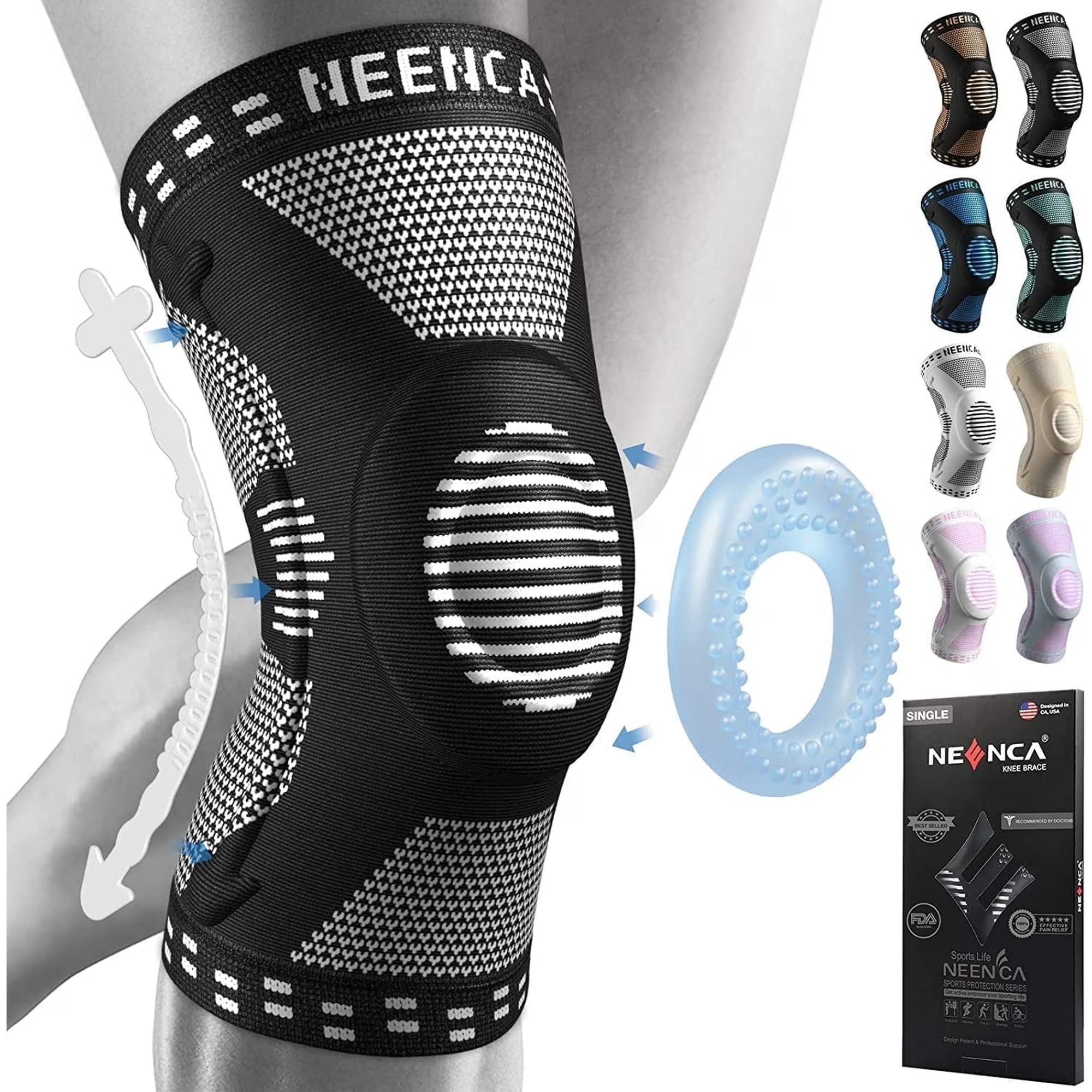 NEENCA Professional Knee Brace for Pain Relief, Medical Knee Support with Patella Pad & Side Stabilizers, Compression Knee Sleeve for Meniscus Tear, ACL, Joint Pain, Runner, Workout-3XL