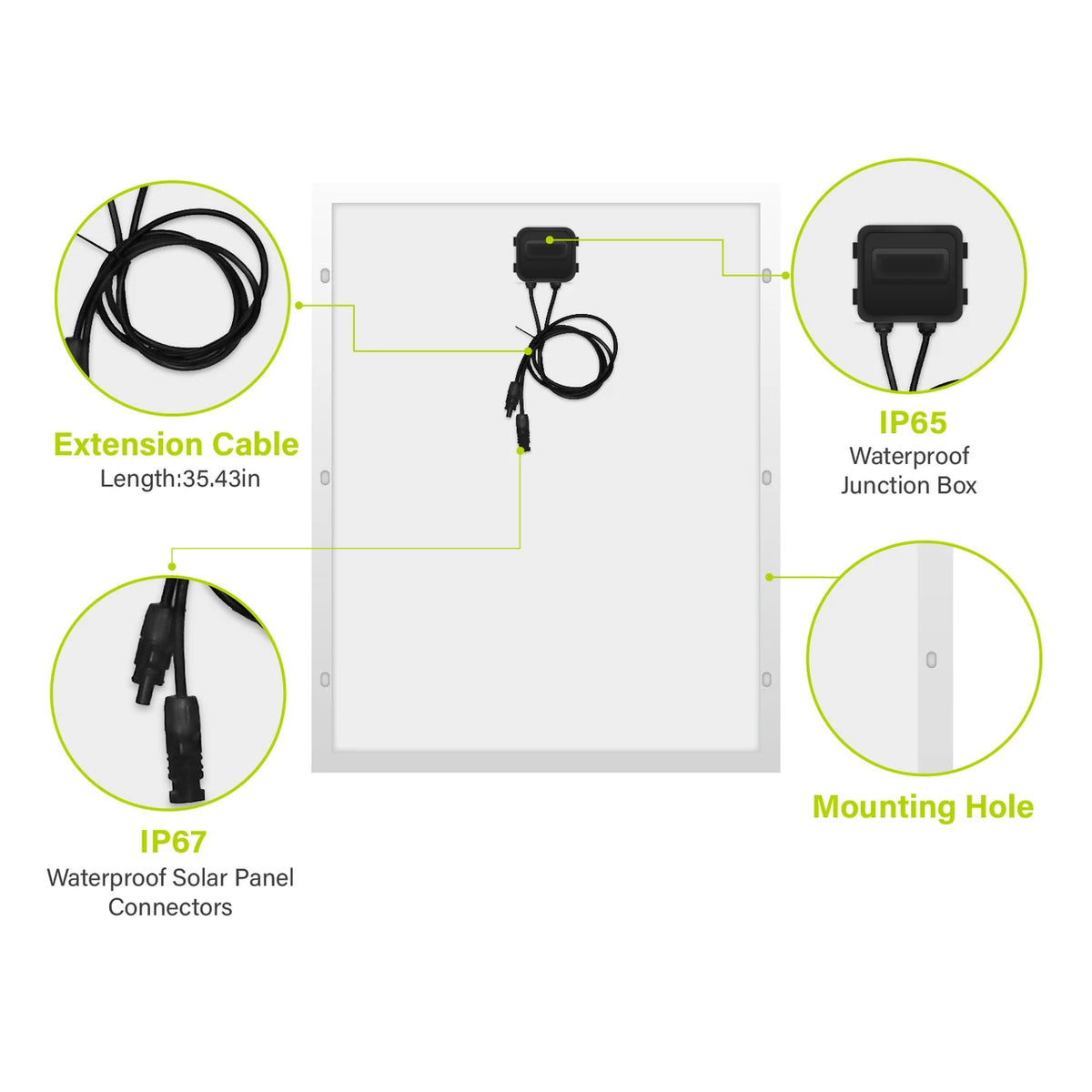 NEWPOWA - 80W 12V Monocrystalline Off-Grid Solar Panel - NPA80S-12J
