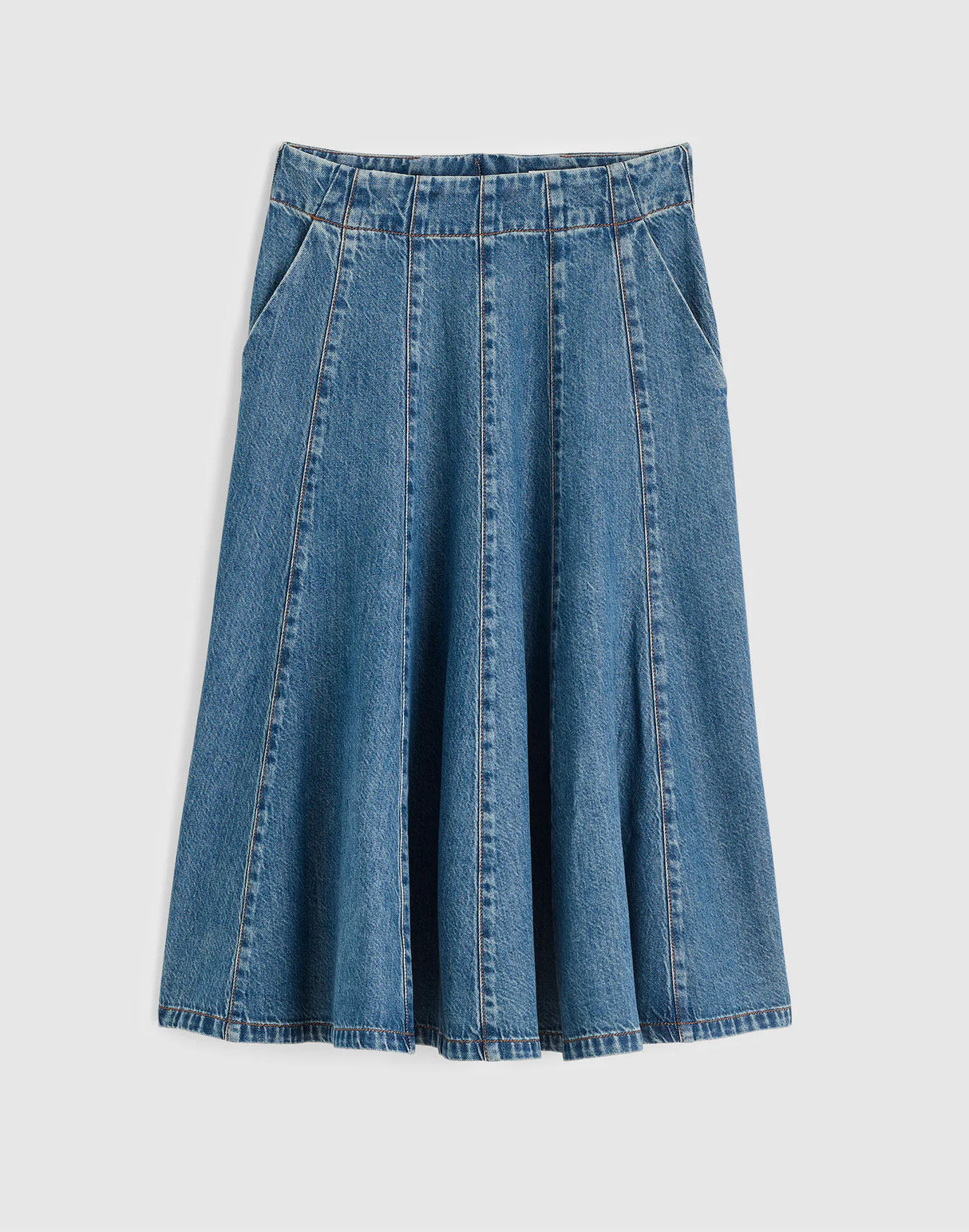 Madewell Flared Denim Midi Skirt: Airy Denim Edition Size 25