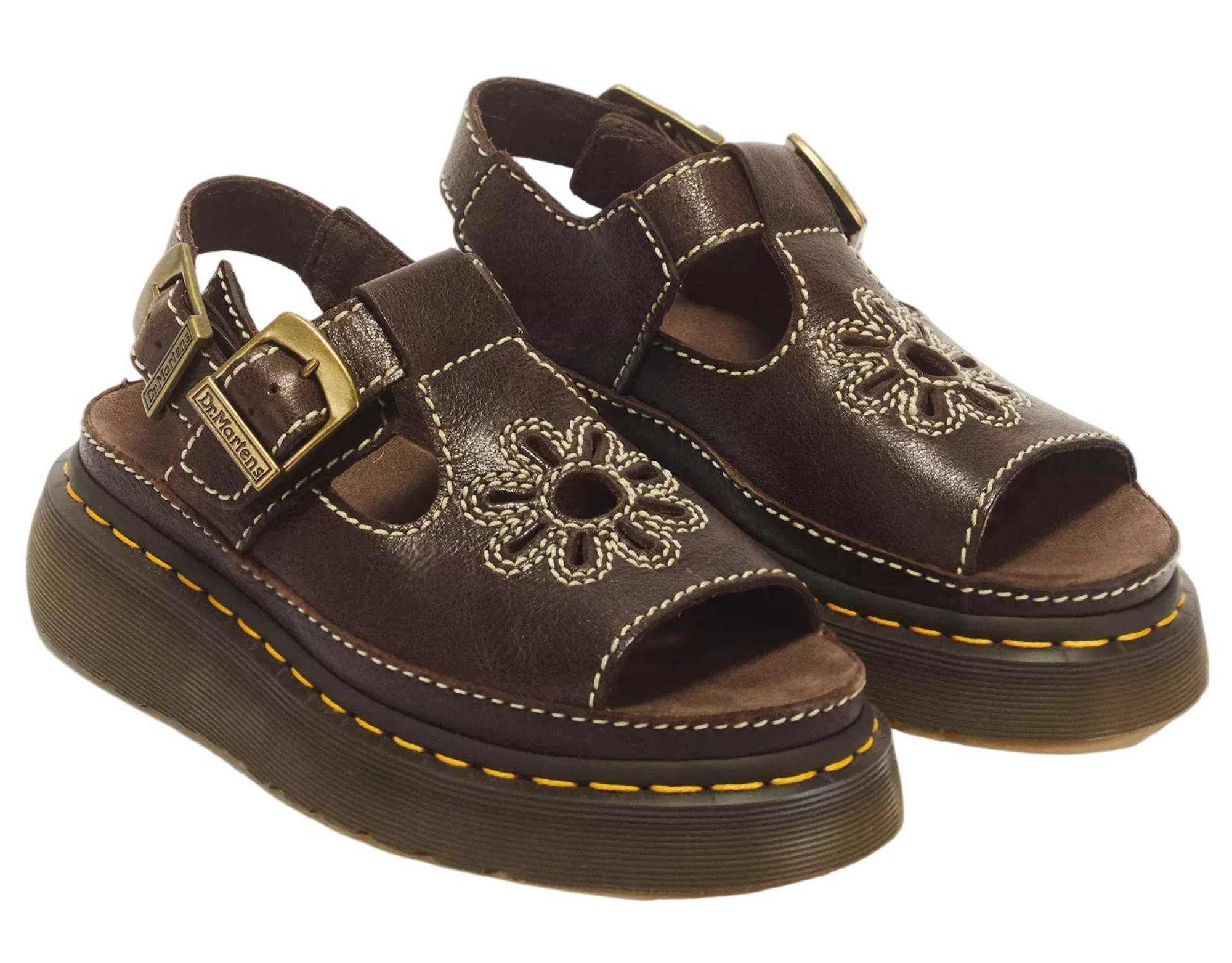 DR. MARTENS Women's Dunnet Flower in Kelp Brown - 7