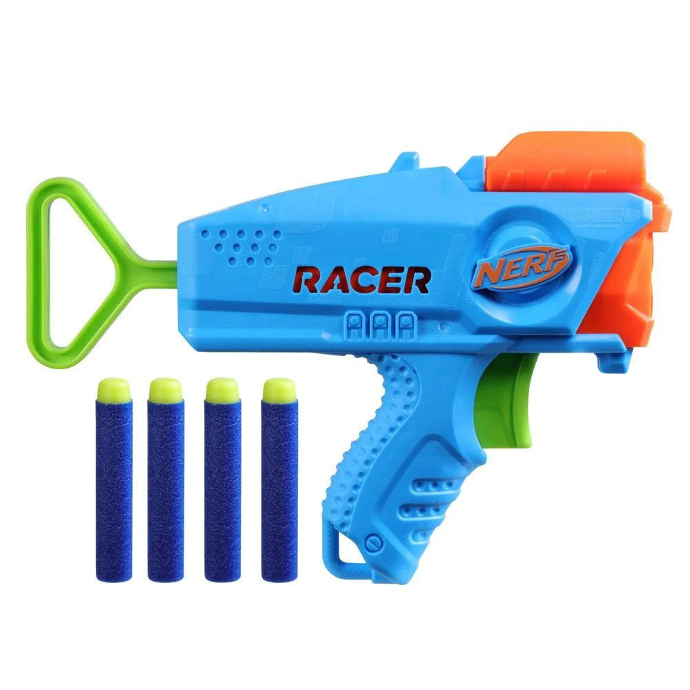 NERF Elite Junior Racer Easy Play Dart Blaster, 4 Nerf Elite Darts, Nerf Blaster Outdoor Toys, for Kids, Ages 6+