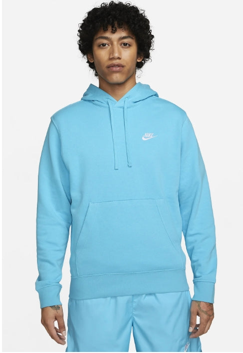 Nike M Nsw Club Hoodie Po Bb-Baltic Blue/Baltic Blue/White (New)