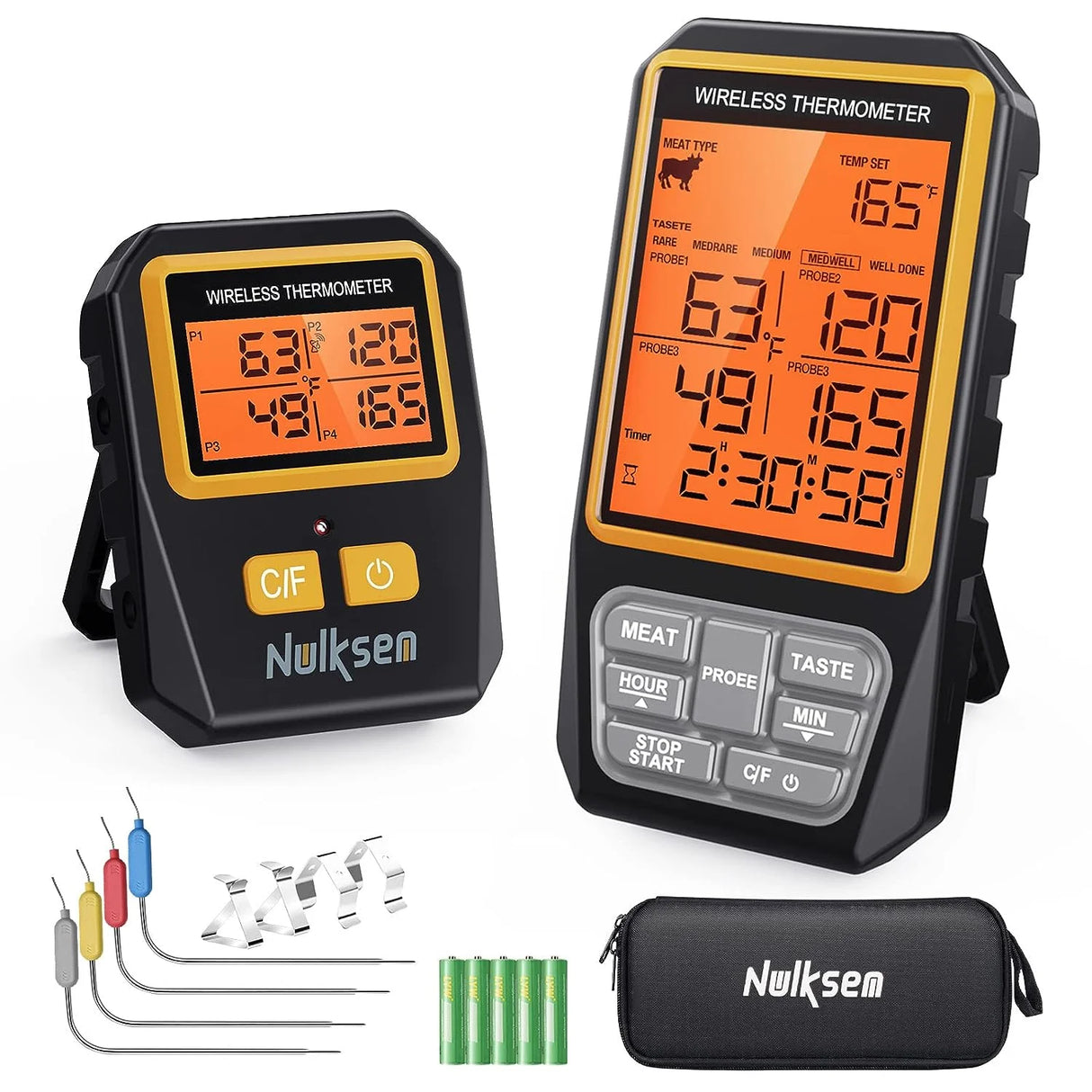 Nulksen Wireless Meat Thermometer 4 Probes, Ultra Accurate & Instant Read Grill Thermometer