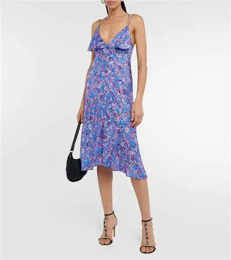 Isabel Marant Women's Blue Paysa Printed Dress Size 40